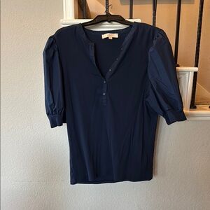 Navy Blue Puff Sleeve Top